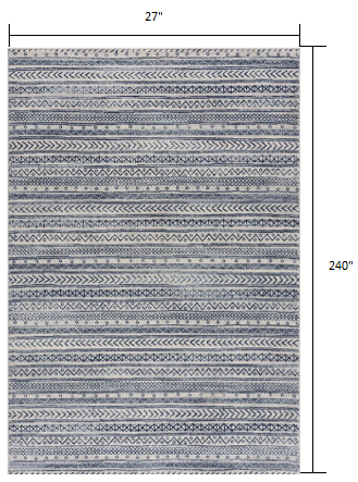 2’ x 20’ Navy Blue Decorative Stripes Runner Rug