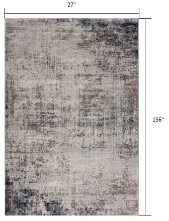 2’ x 13’ Navy Blue Distressed Striations Runner Rug