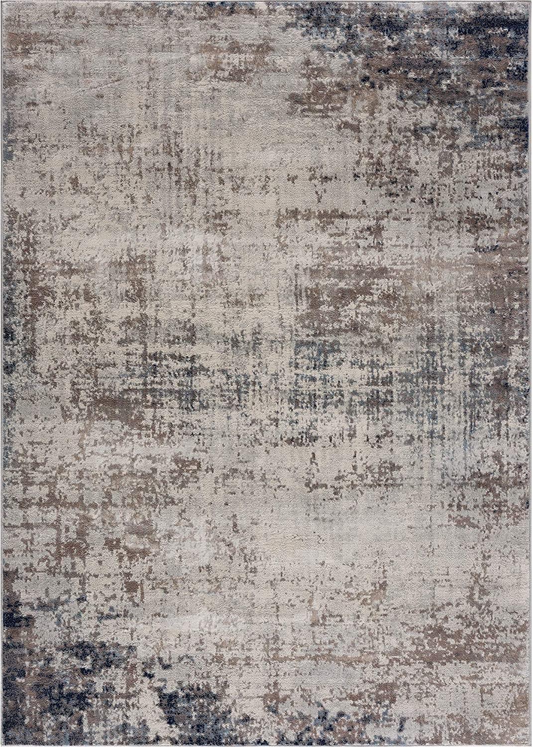 5’ x 8’ Navy Blue Distressed Striations Area Rug