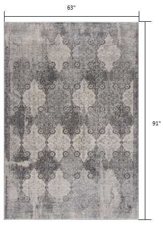 5’ x 8’ Gray Distressed Trellis Pattern Area Rug