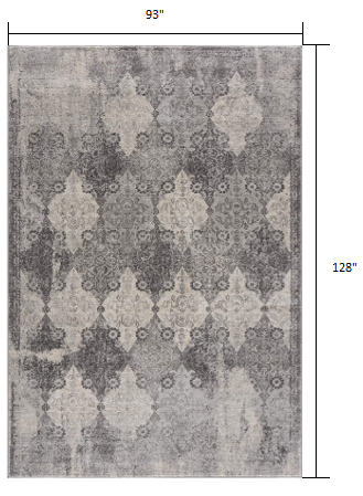 8’ x 11’ Gray Distressed Trellis Pattern Area Rug