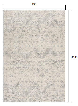 8’ x 11’ Ivory Distressed Ikat Pattern Area Rug