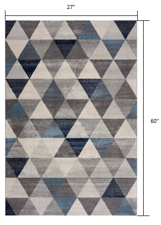 2’ x 5’ Navy Blue Geometric Diamond Area Rug Default Title