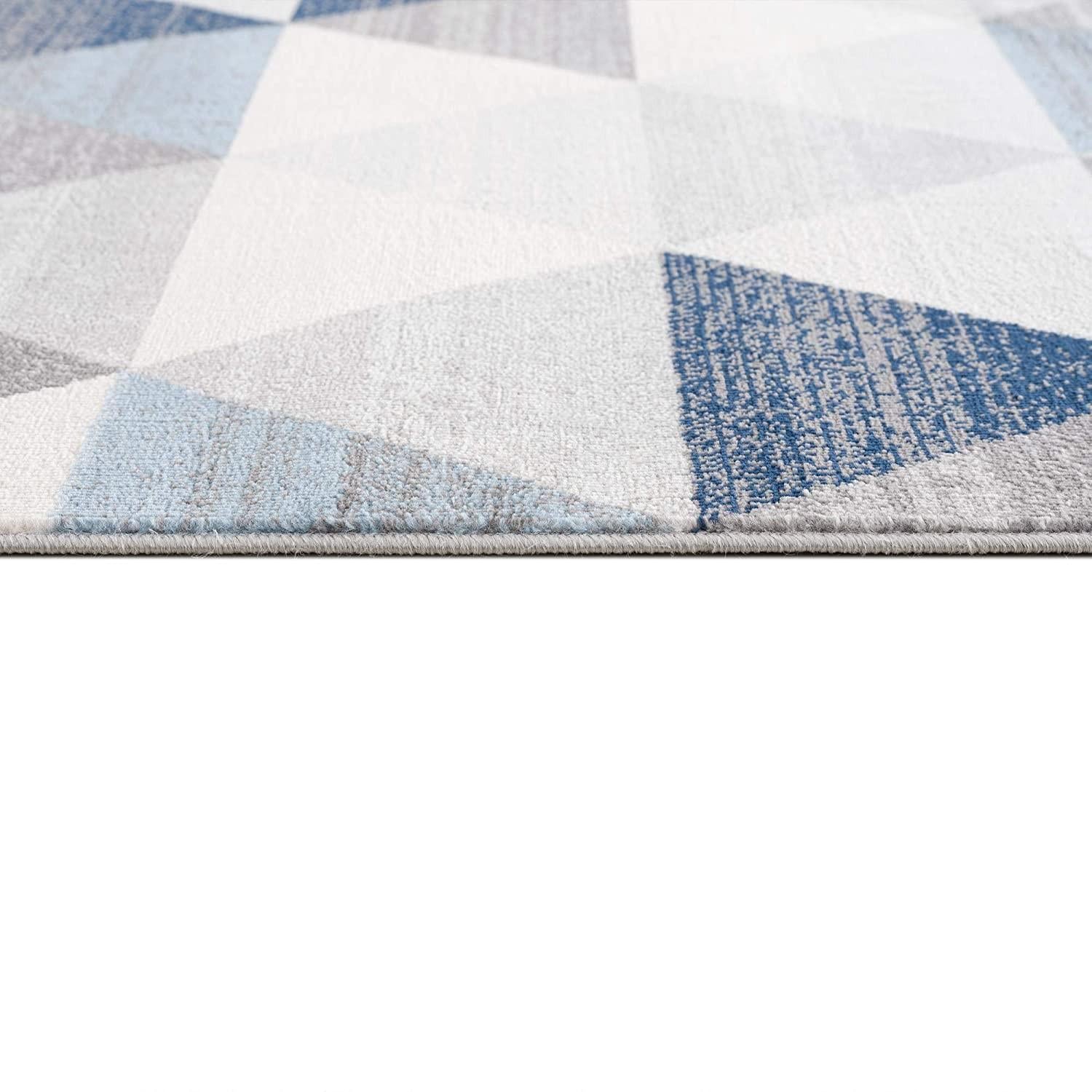 2’ x 8’ Navy Blue Geometric Diamond Runner Rug