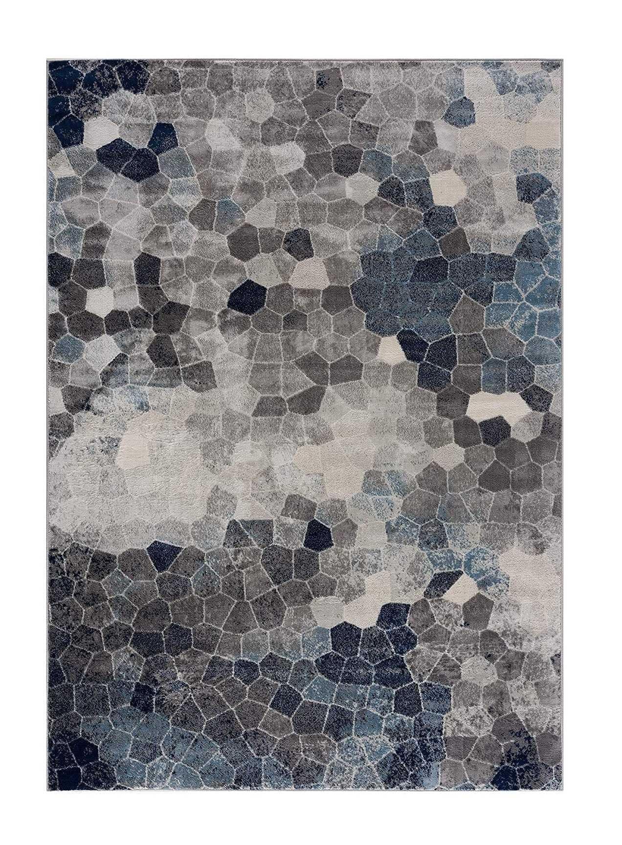 7’ x 10’ Navy Blue Cobblestone Pattern Area Rug