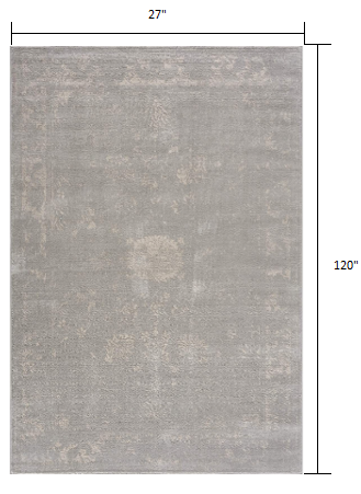 2’ x 10’ Modern Gray Distressed Runner Rug