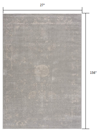 2’ x 13’ Modern Gray Distressed Runner Rug