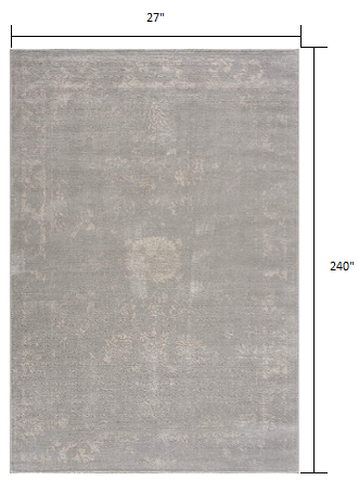 2’ x 20’ Modern Gray Distressed Runner Rug