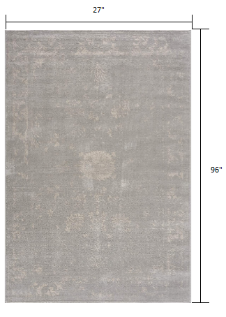 2’ x 8’ Modern Gray Distressed Runner Rug