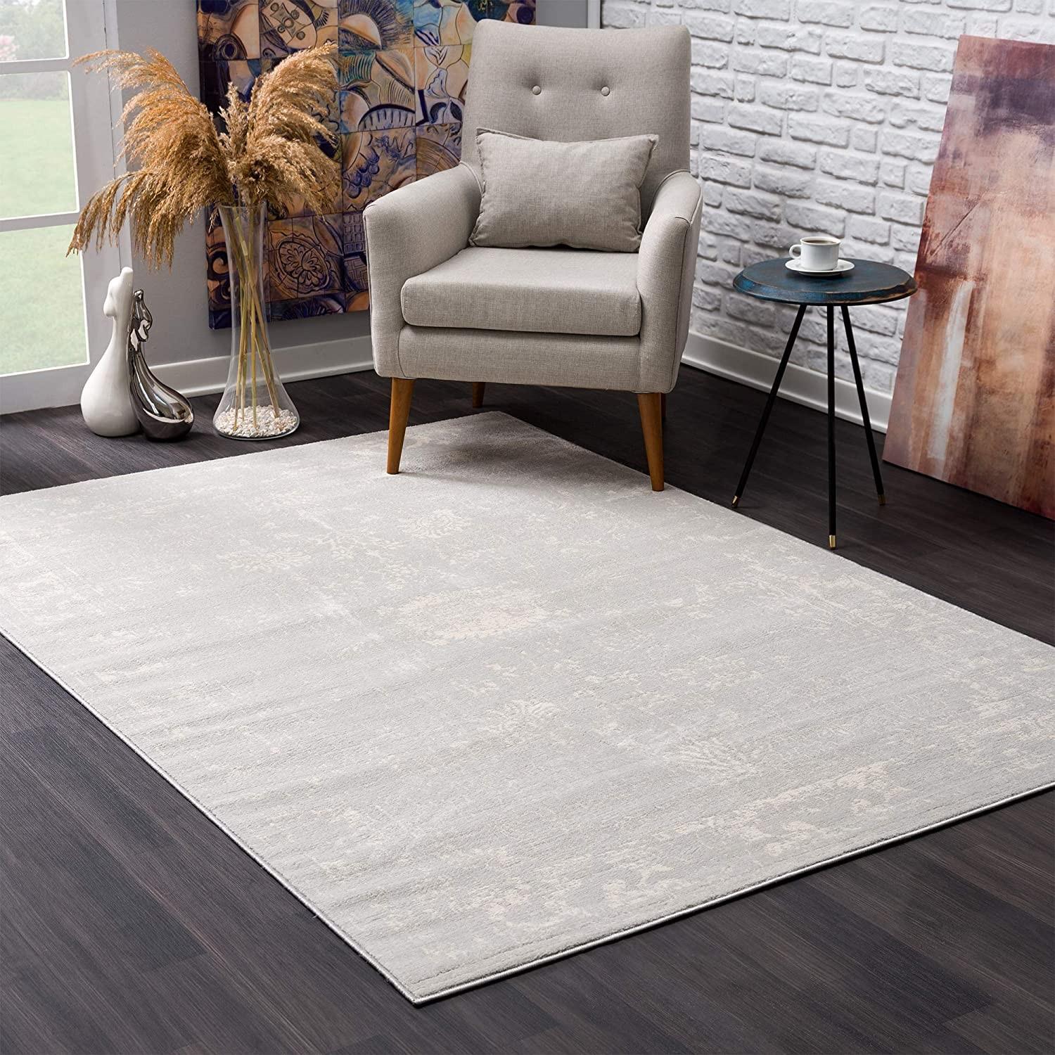 5’ x 8’ Modern Gray Distressed Area Rug Default Title