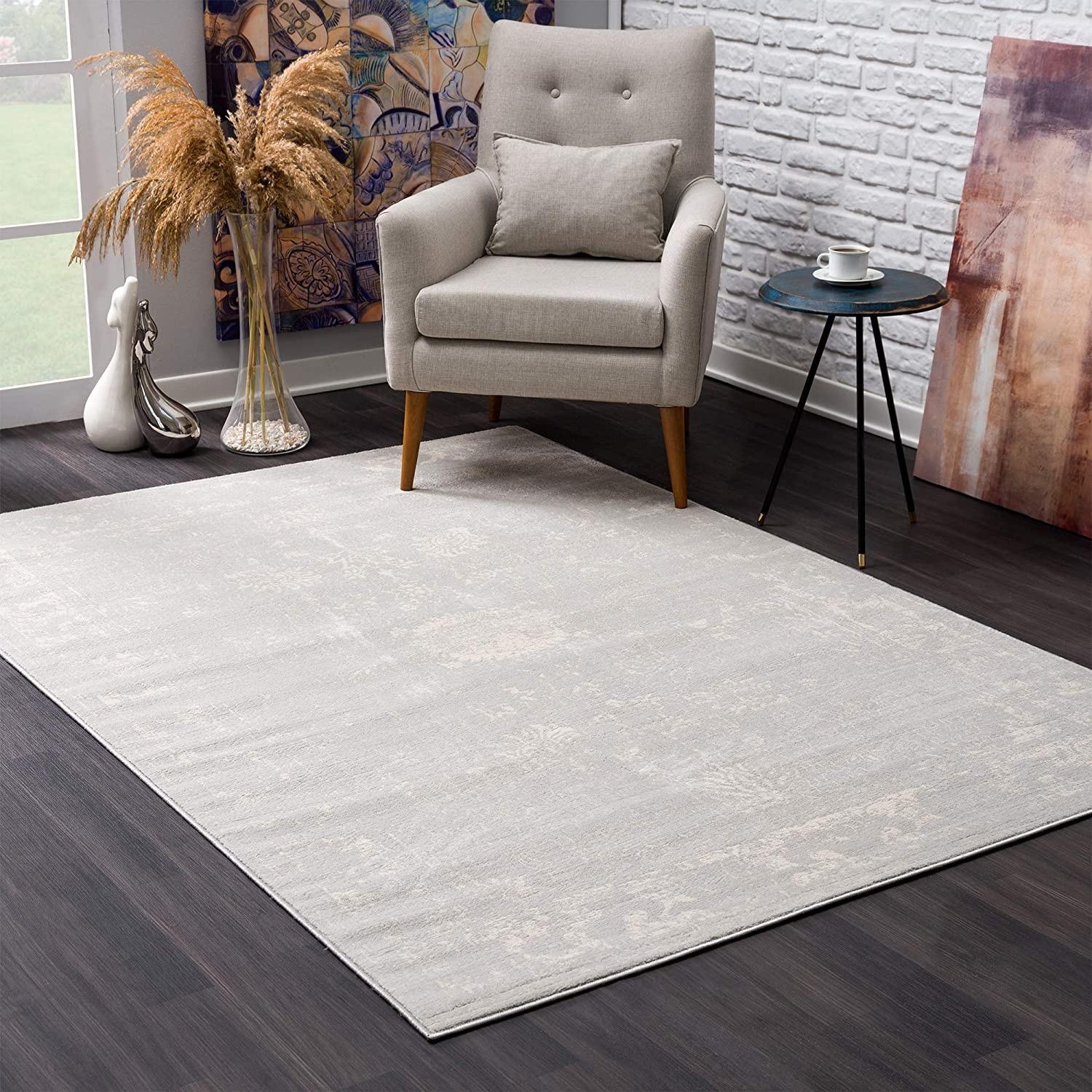 8’ x 11’ Modern Gray Distressed Area Rug