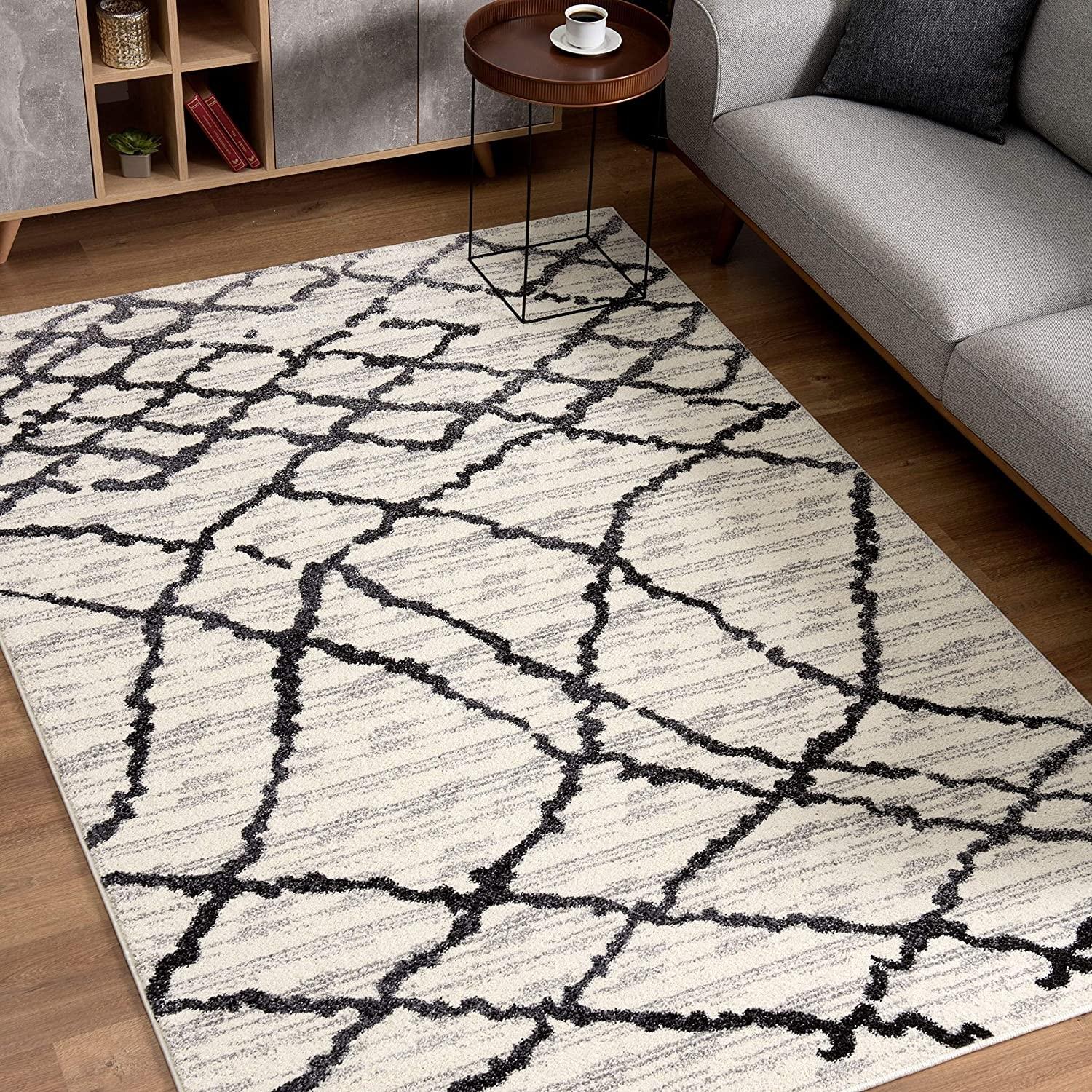 5’ x 8’ Gray and Black Modern Abstract Area Rug Default Title