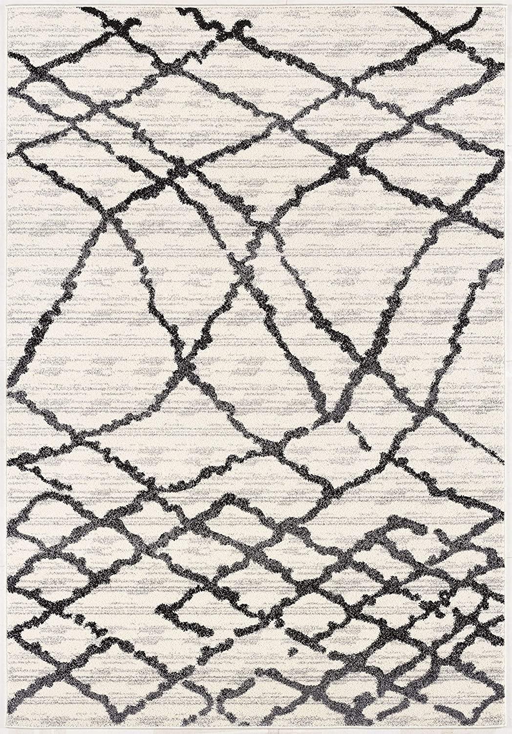 8’ x 11’ Gray and Black Modern Abstract Area Rug