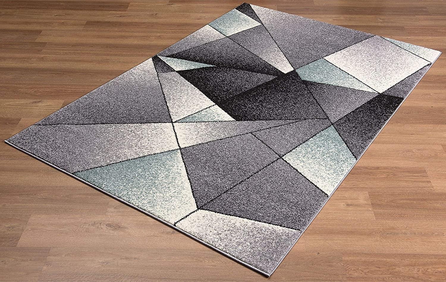 8’ x 11’ Gray and Blue Prism Pattern Area Rug