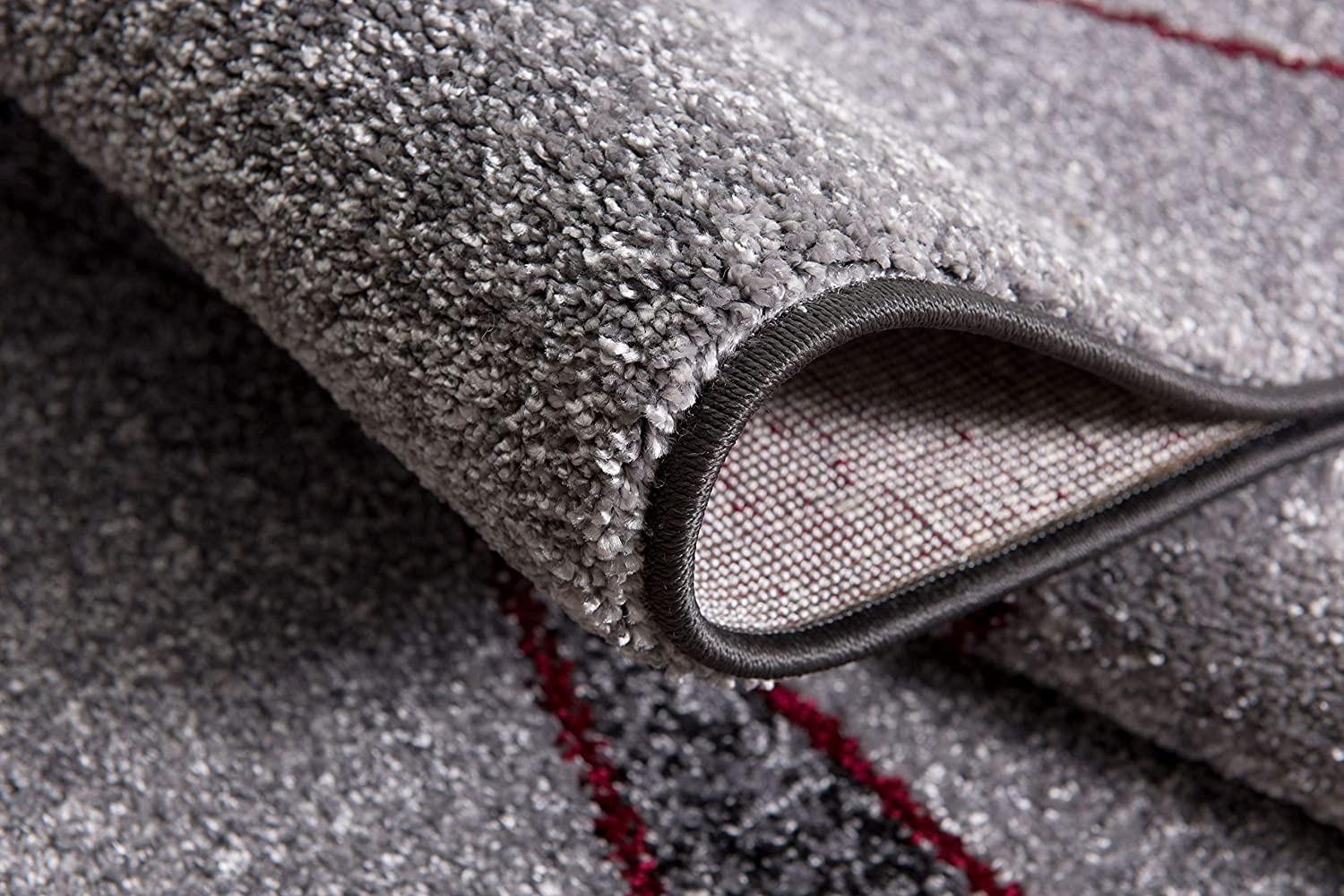 7’ x 9’ Gray and Red Prism Pattern Area Rug