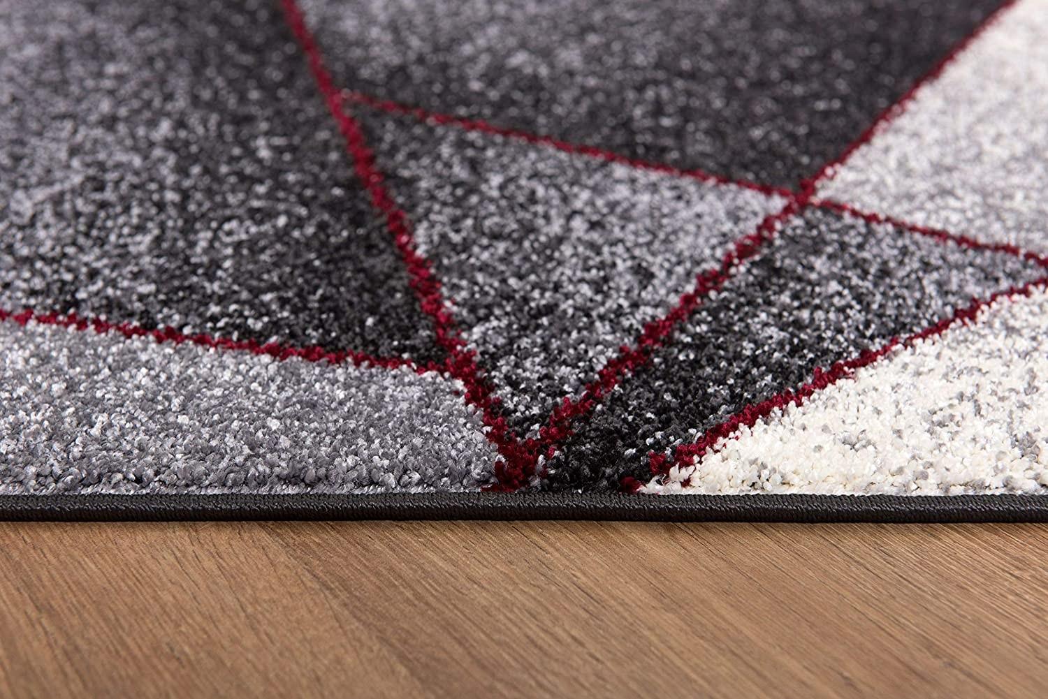 8’ x 11’ Gray and Red Prism Pattern Area Rug