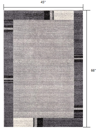 4’ x 6’ Gray Modern Bordered Area Rug