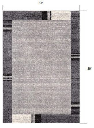 5’ x 8’ Gray Modern Bordered Area Rug