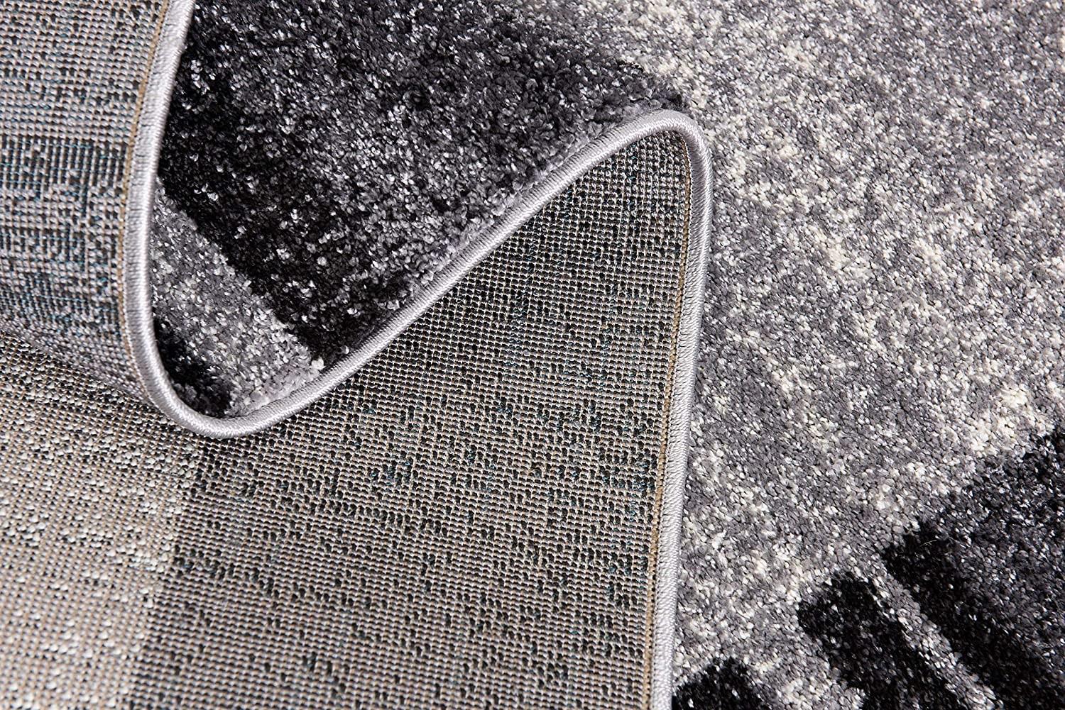 7’ x 9’ Gray Modern Bordered Area Rug