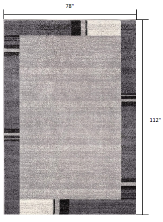 7’ x 9’ Gray Modern Bordered Area Rug