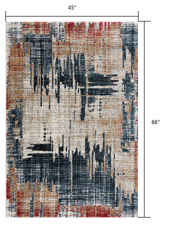 4’ x 6’ Blue and Red Mod Distressed Area Rug
