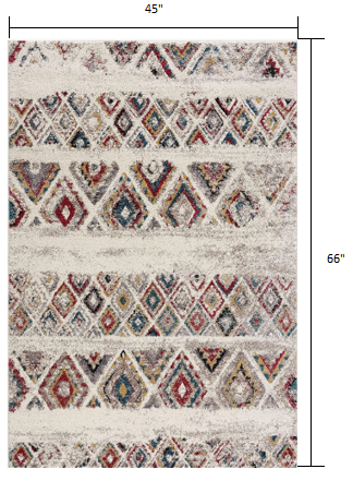 4’ x 6’ Cream Abstract Geo Diamonds Area Rug