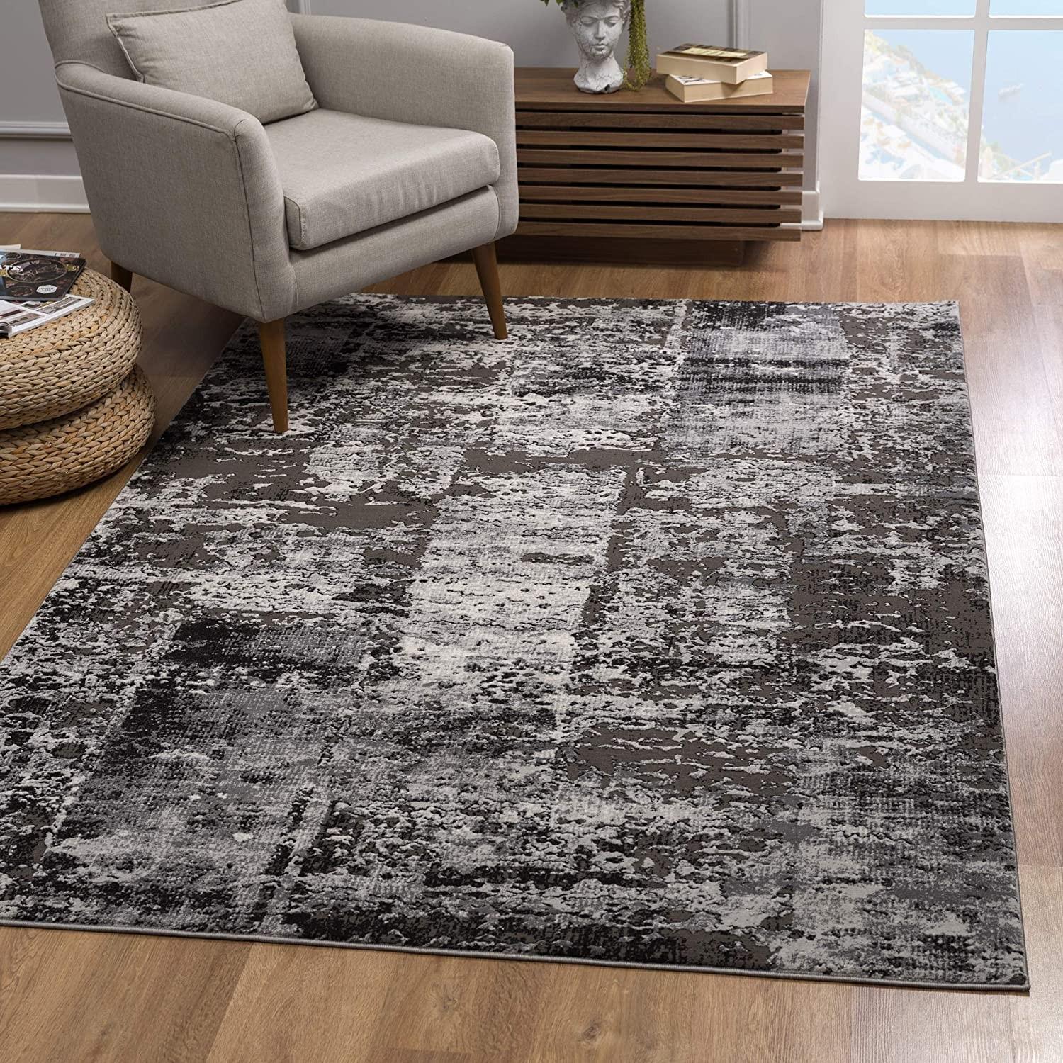 8’ x 11’ Gray Modern Abstract Area Rug