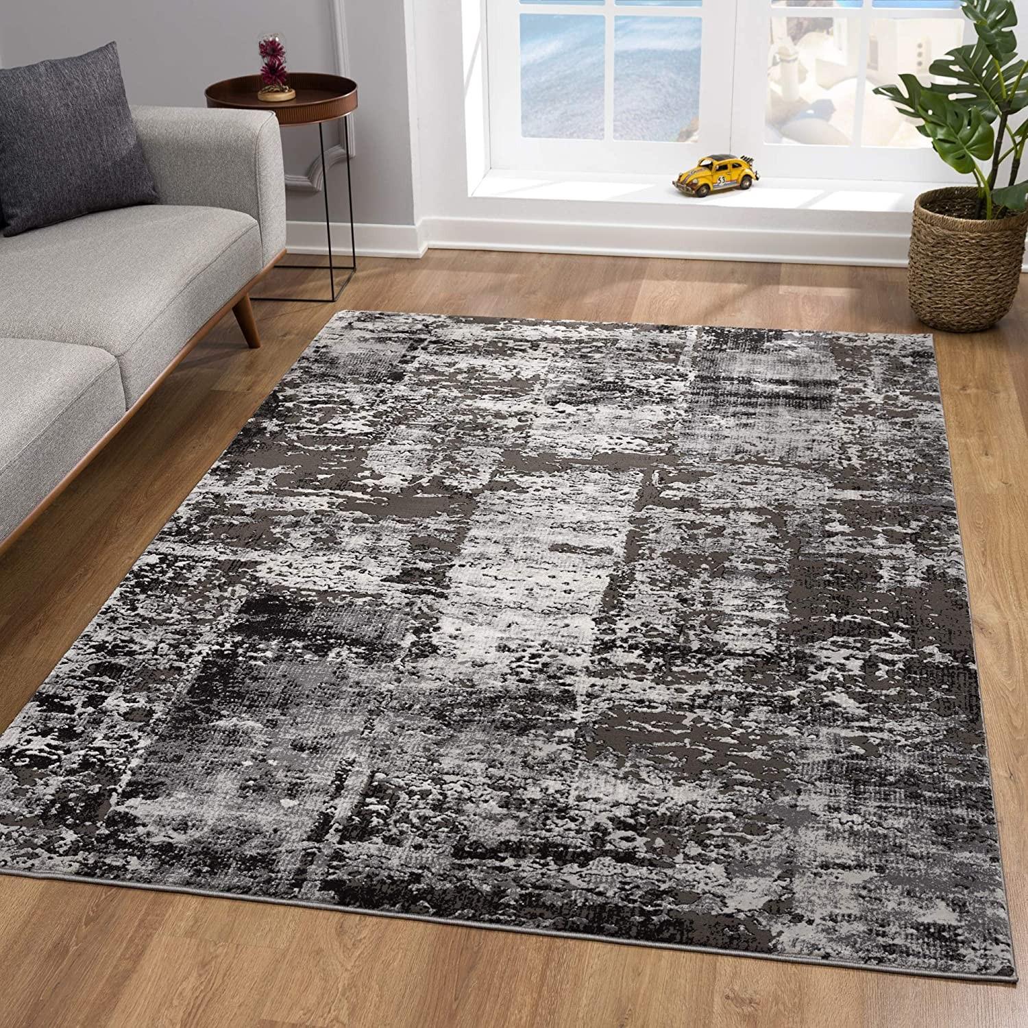 8’ x 11’ Gray Modern Abstract Area Rug