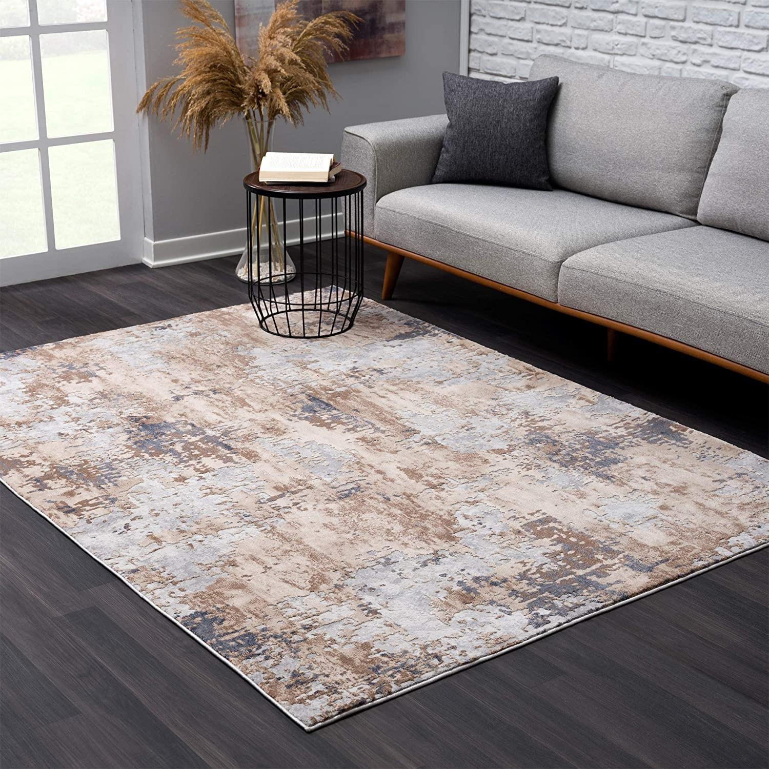 8’ x 11’ Beige and Ivory Abstract Area Rug Default Title