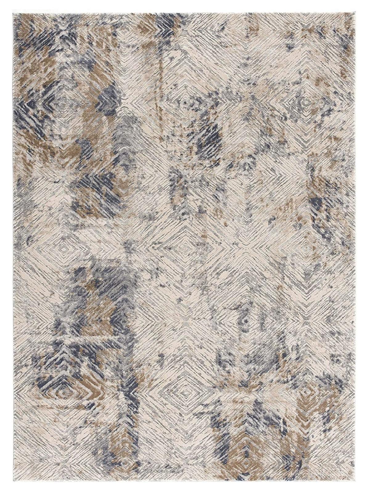 8’ x 11’ Ivory and Beige Abstract Diamonds Area Rug