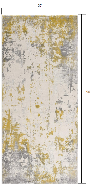2’ x 8’ Gold and Gray Abstract Runner Rug