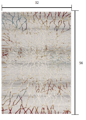 3’ x 5’ Gold and Ivory Abstract Branches Area Rug