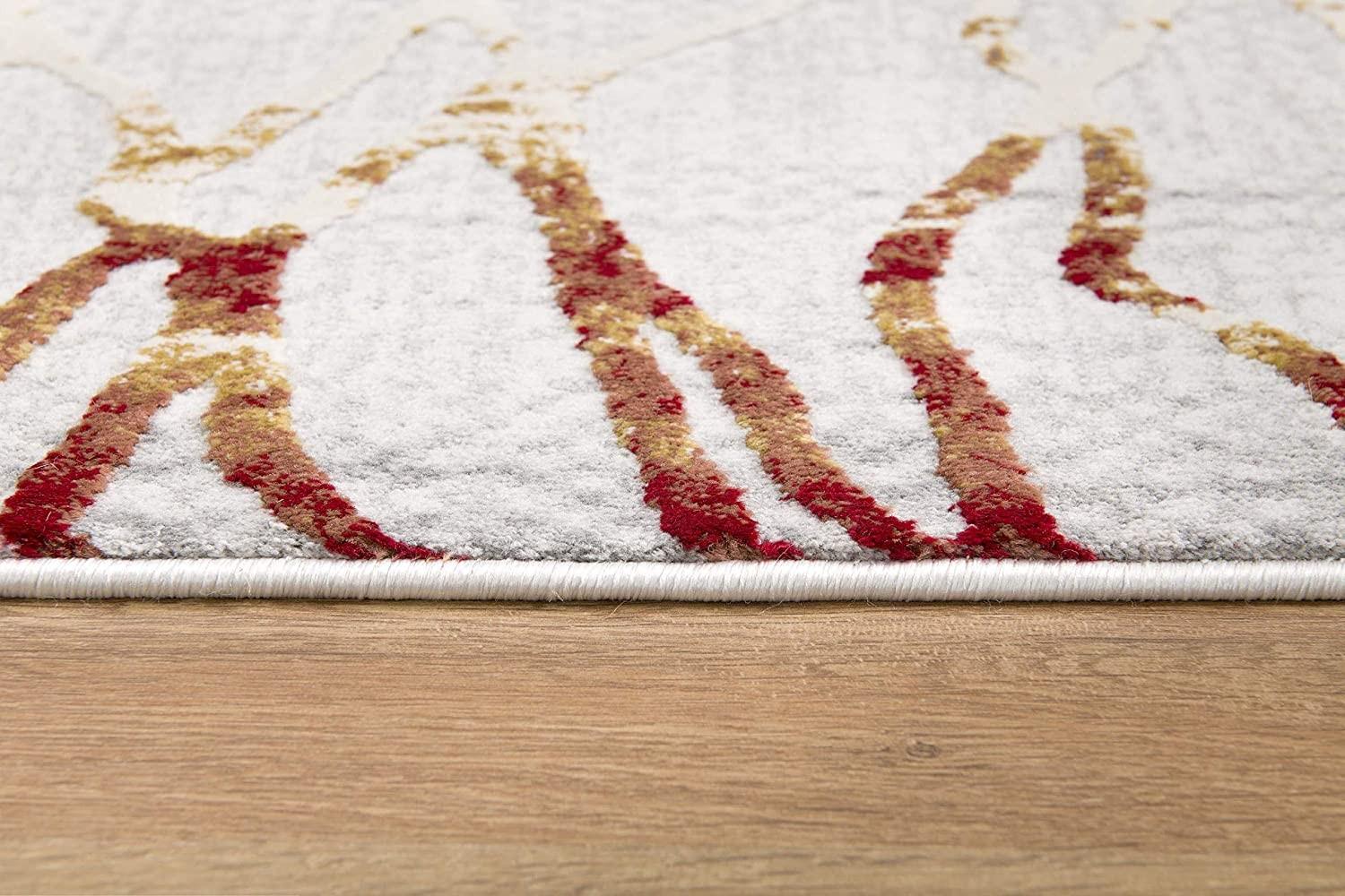 4’ x 6’ Gold and Ivory Abstract Branches Area Rug