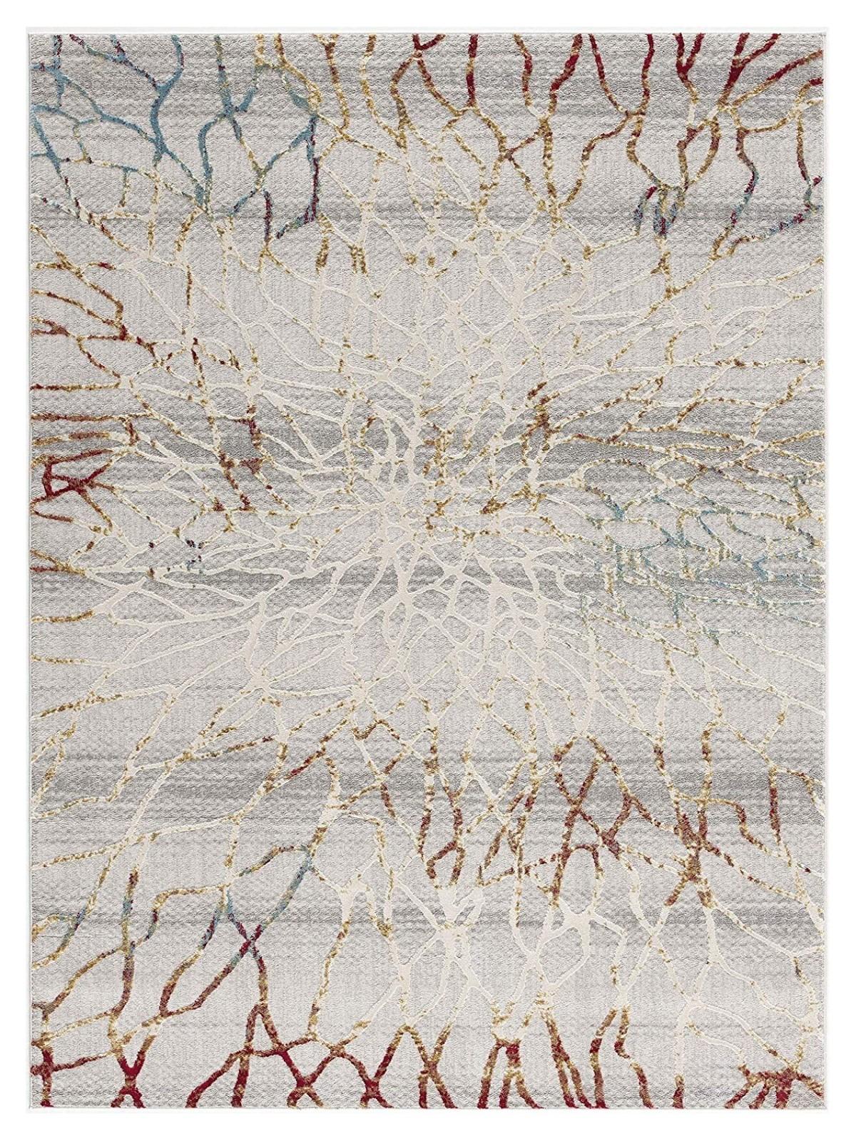 5’ x 8’ Gold and Ivory Abstract Branches Area Rug