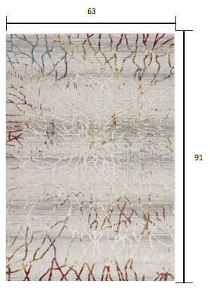 5’ x 8’ Gold and Ivory Abstract Branches Area Rug