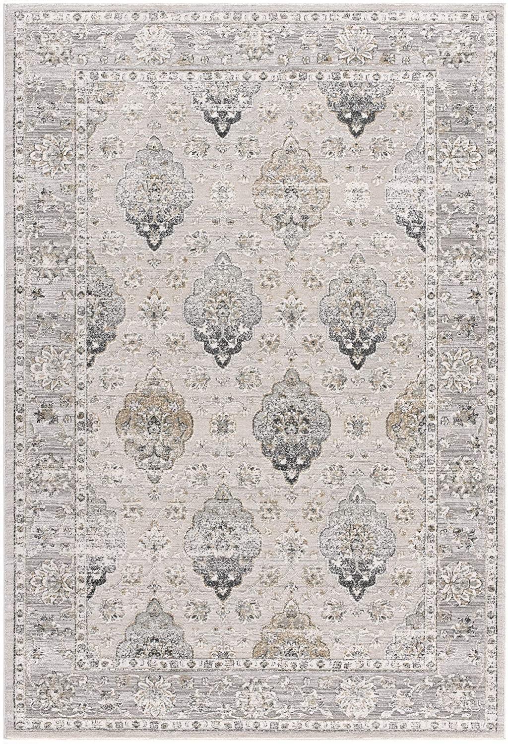 8’ x 11’ Cream and Gray Decorative Area Rug
