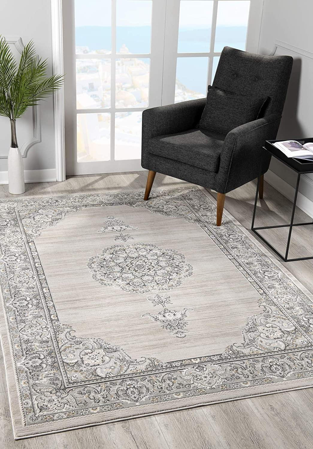 8’ x 11’ Gray Decorative Medallion Area Rug