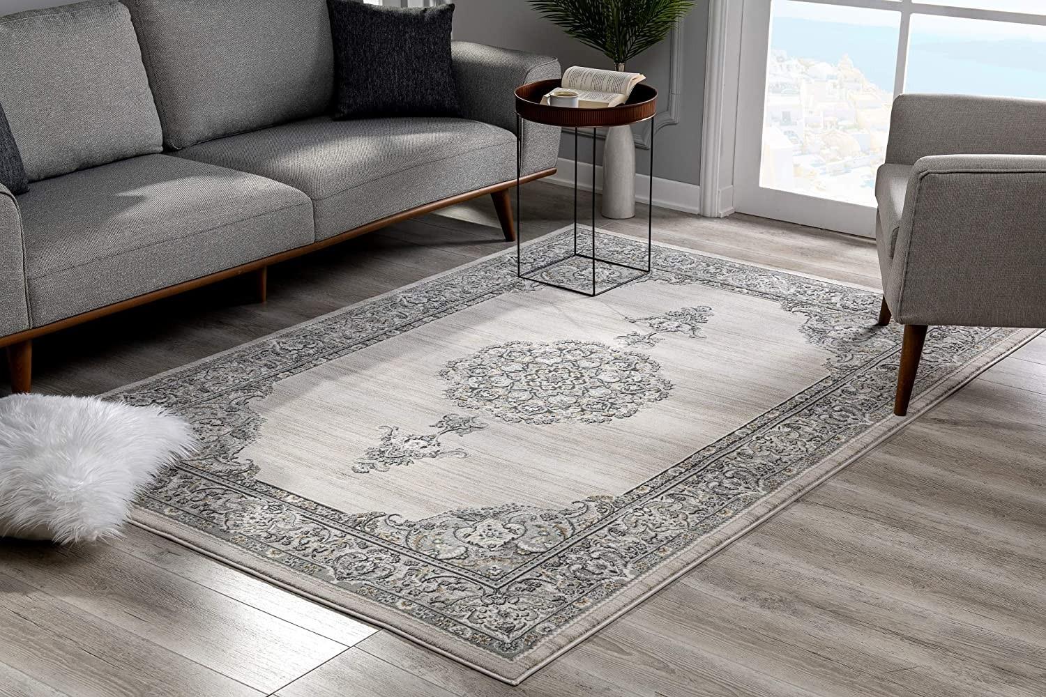 8’ x 11’ Gray Decorative Medallion Area Rug