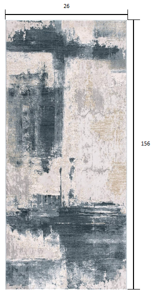 2’ x 13’ Cream and Blue Abstract Patches Runner Rug