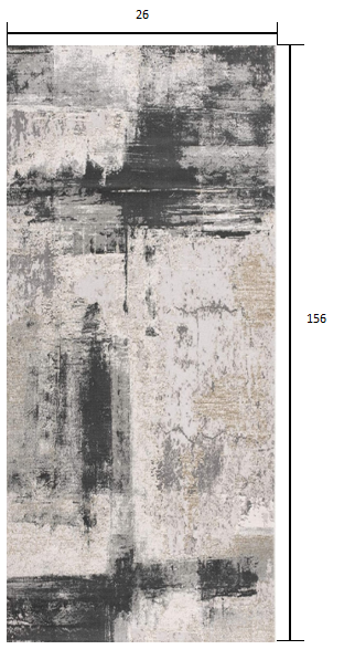 2’ x 13’ Cream and Gray Abstract Patches Runner Rug