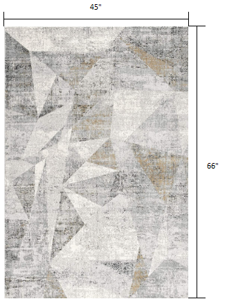 4’ x 6’ Gray Distressed Prism Modern Area Rug Default Title