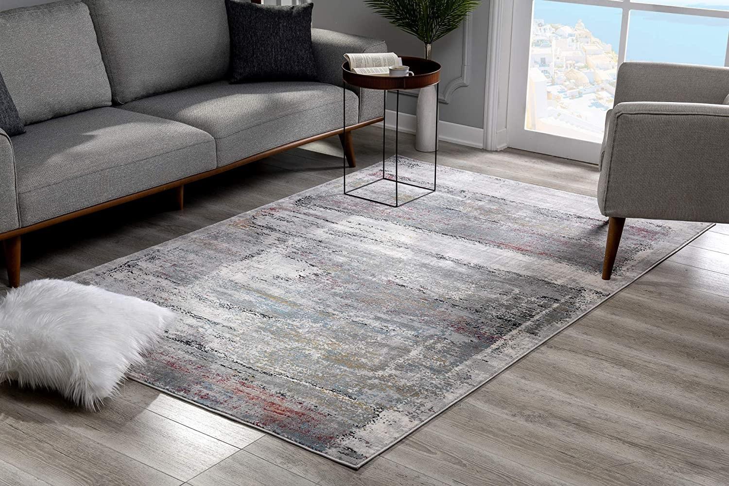 5’ x 8’ Gray Abstract Irregular Blocks Area Rug Default Title
