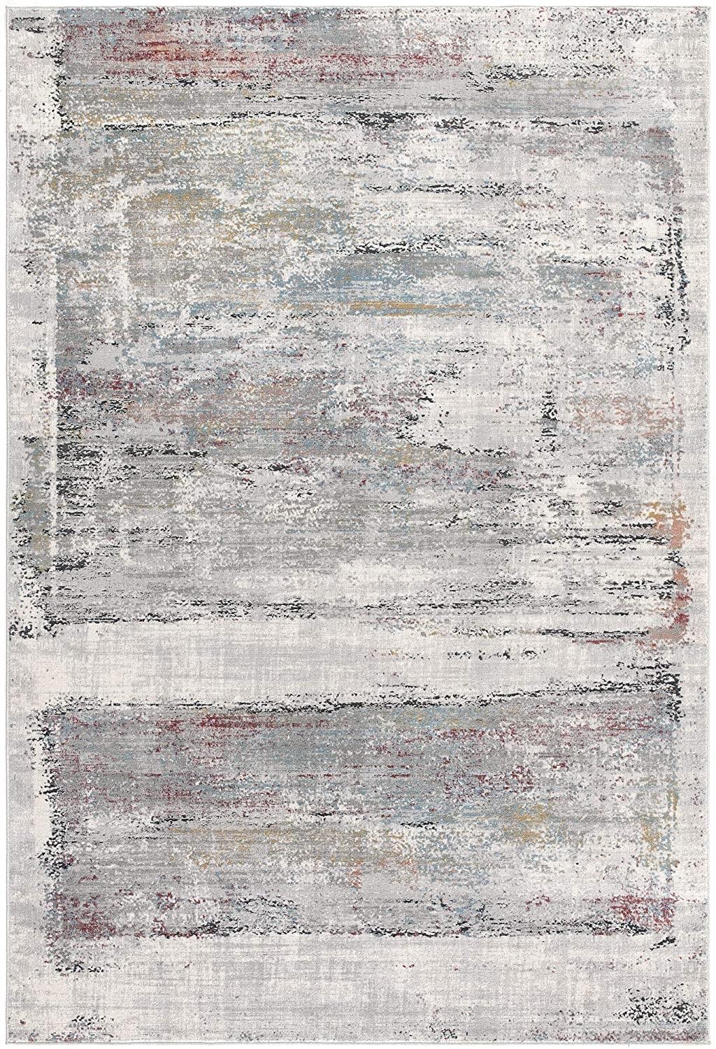 5’ x 8’ Gray Abstract Irregular Blocks Area Rug
