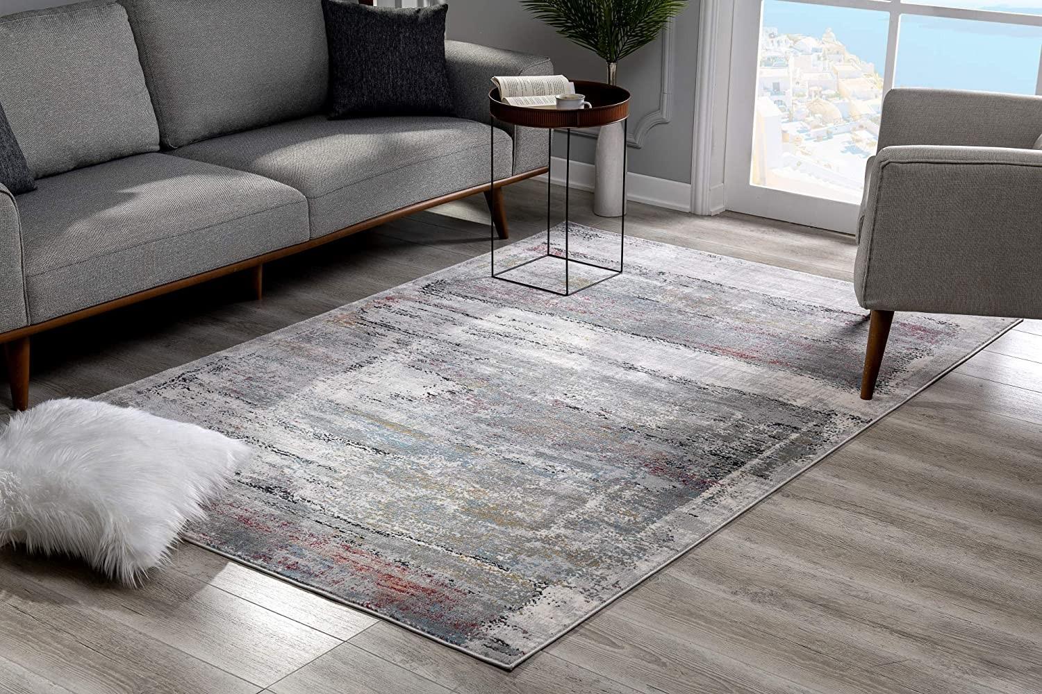 8’ x 11’ Gray Abstract Irregular Blocks Area Rug