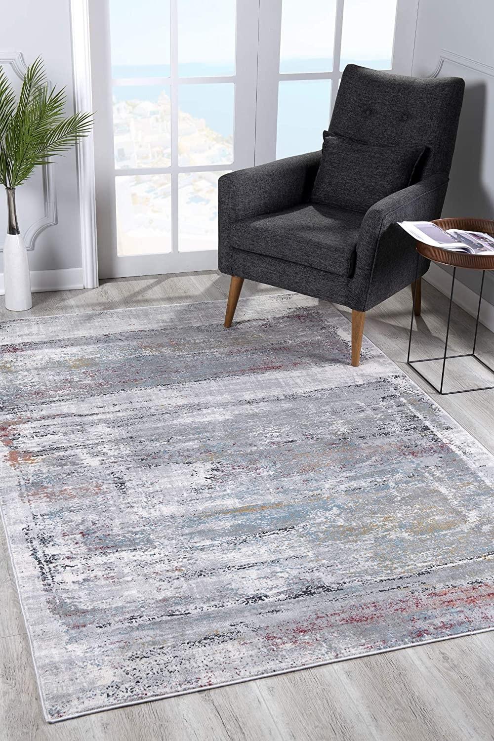 8’ x 11’ Gray Abstract Irregular Blocks Area Rug