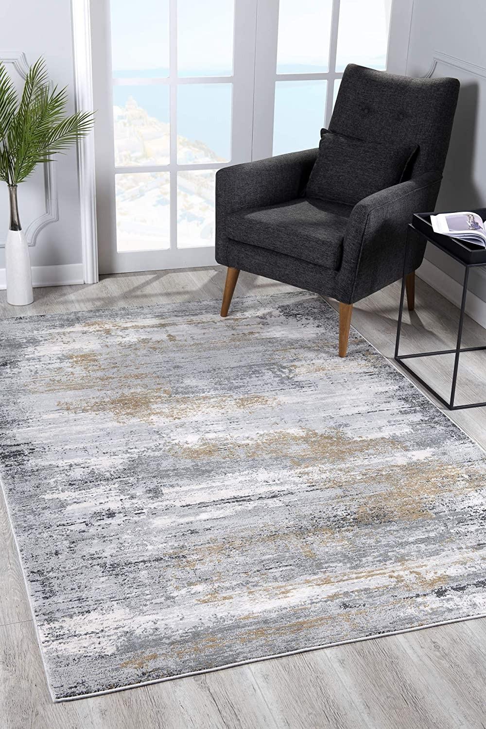 2’ x 15’ Gray Mod Distressed Strokes Runner Rug