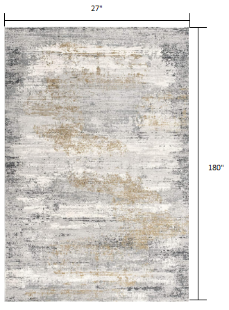 2’ x 15’ Gray Mod Distressed Strokes Runner Rug