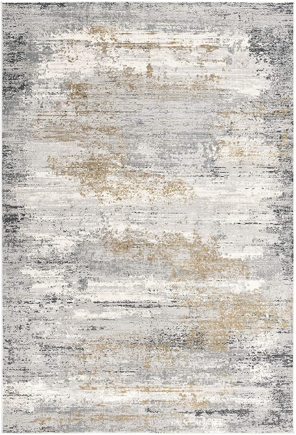 7’ x 10’ Gray Mod Distressed Strokes Area Rug