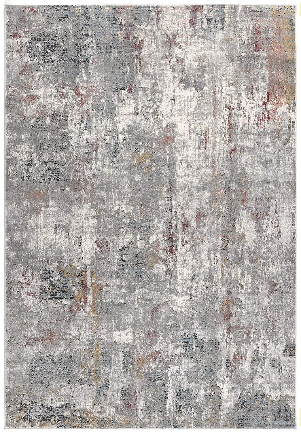 2’ x 10’ Gray and Ivory Abstract Runner Rug