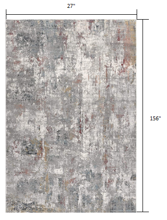 2’ x 13’ Gray and Ivory Abstract Runner Rug